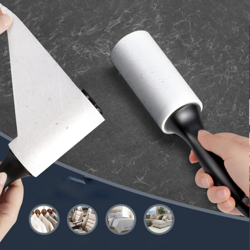 Rouleau Adhésif Vinabo Anti-Poils – 4 Recharges + 1 Poignée, Pour Vêtements, Meubles et Cheveux