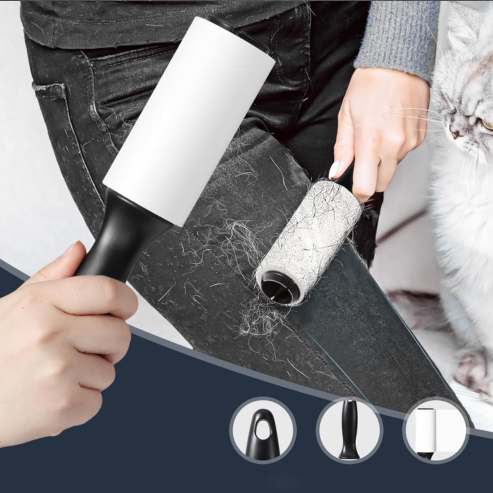 Rouleau Adhésif Vinabo Anti-Poils – 4 Recharges + 1 Poignée, Pour Vêtements, Meubles et Cheveux