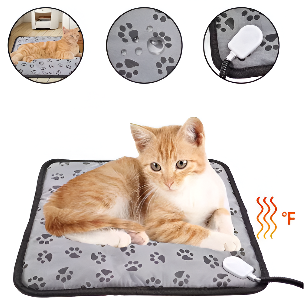 Tapis Chauffant Électrique pour Animaux de Compagnie – Coussin Chauffant Étanche à Température Réglable avec Minuterie – Fourniture de Couchage pour Chiens et Chats