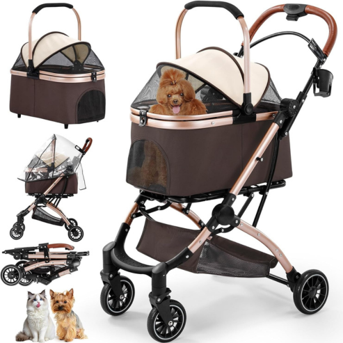 Poussette Pliable 4 en 1 Gimars pour Petits Chiens et Chats – Mobilité, Confort et Sécurité au Quotidien
